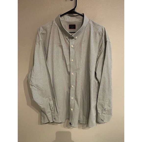 Untuckit Mens 3XLC Long Sleeve Button Down Shirt White Green Plaid - Picture 1 of 6